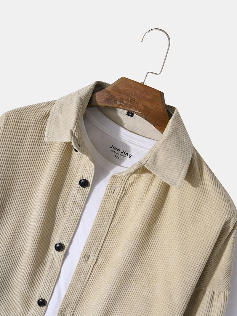 Heren Corduroy Solid Button Down Front Outwear Cardigan