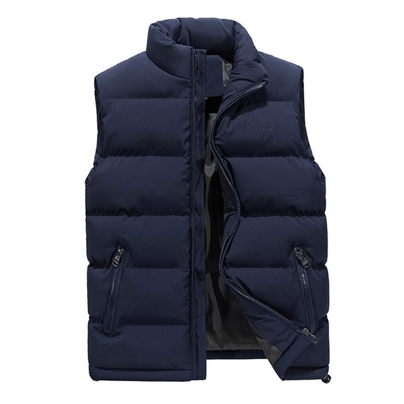 Dikke Warme Mouwloze Jasstandaardkraag Inluslated Gewatteerd Vest Voor Heren Plus Maat M-4xl