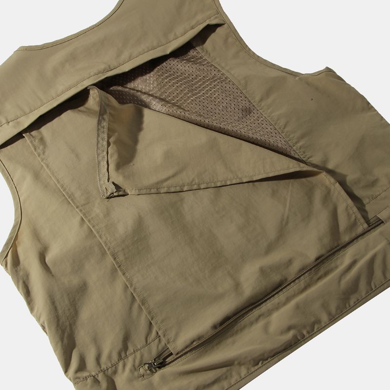 Heren Outdoor Multi Pockets Zipper Single Breasted Vest
