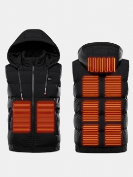 Heren Waterdicht Warm Veilig Usb-aangedreven Verwarming Gewatteerd Vest Met Capuchon