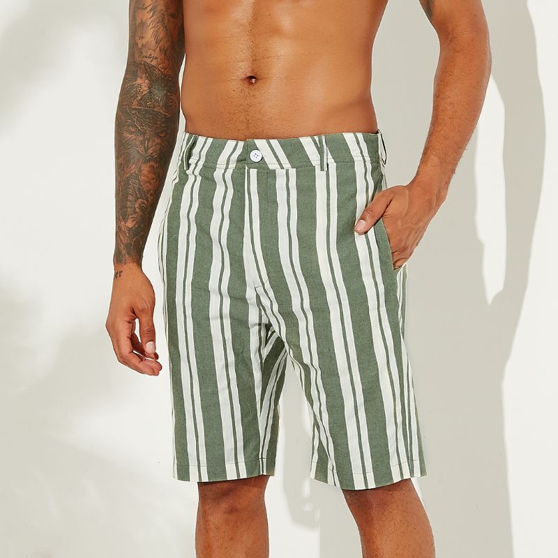 Heren Sumemr Beach Stripe Ademende Casual Shorts Met Grote Zakken