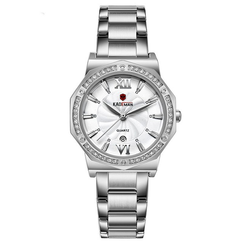 Casual Dameshorloge 3atm Waterdicht Datumweergave Elegant Crystal Quartz Horloge