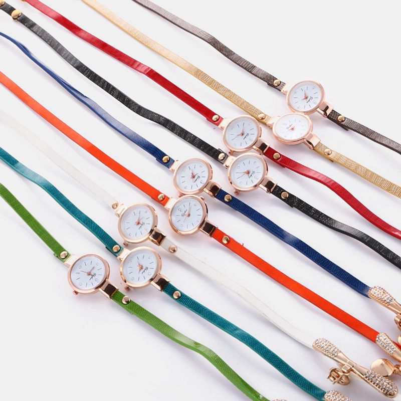 Casual Dameshorloge Lederen Band Strass Metalen Decoratieve Cirkel Hanger Multi-layer Quartz Horloge
