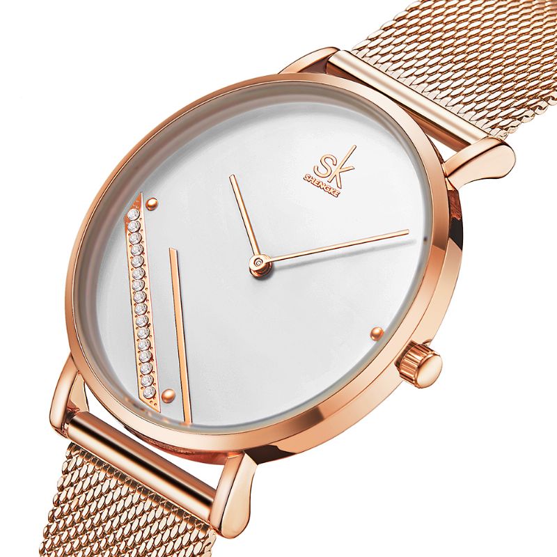 Creative Crystal Dial K0106 Damesmode Eenvoudige Dames Jurk Elegant Quartz Horloge