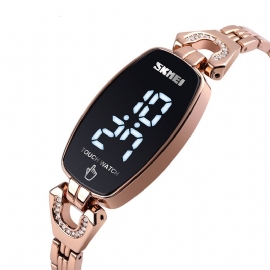 Diamant Rechthoek Wijzerplaat Dames Armband Horloge Volledig Stalen Touchscreen Digitaal Horloge
