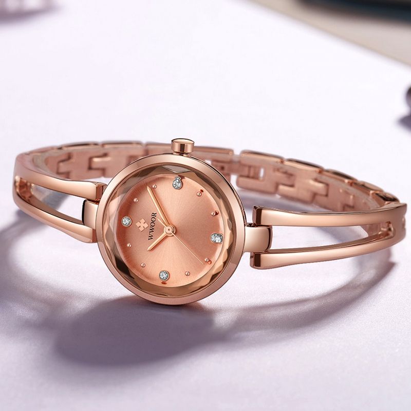 Diamond Dames Armband Horloge Zakelijke Stijl Stalen Band Quartz Horloge