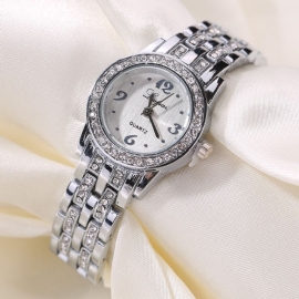 Diamond Dress Dames Polshorloge Volledig Staal Elegant Design Quartz Horloge