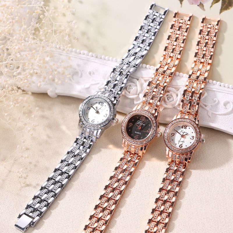 Diamond Dress Dames Polshorloge Volledig Staal Elegant Design Quartz Horloge
