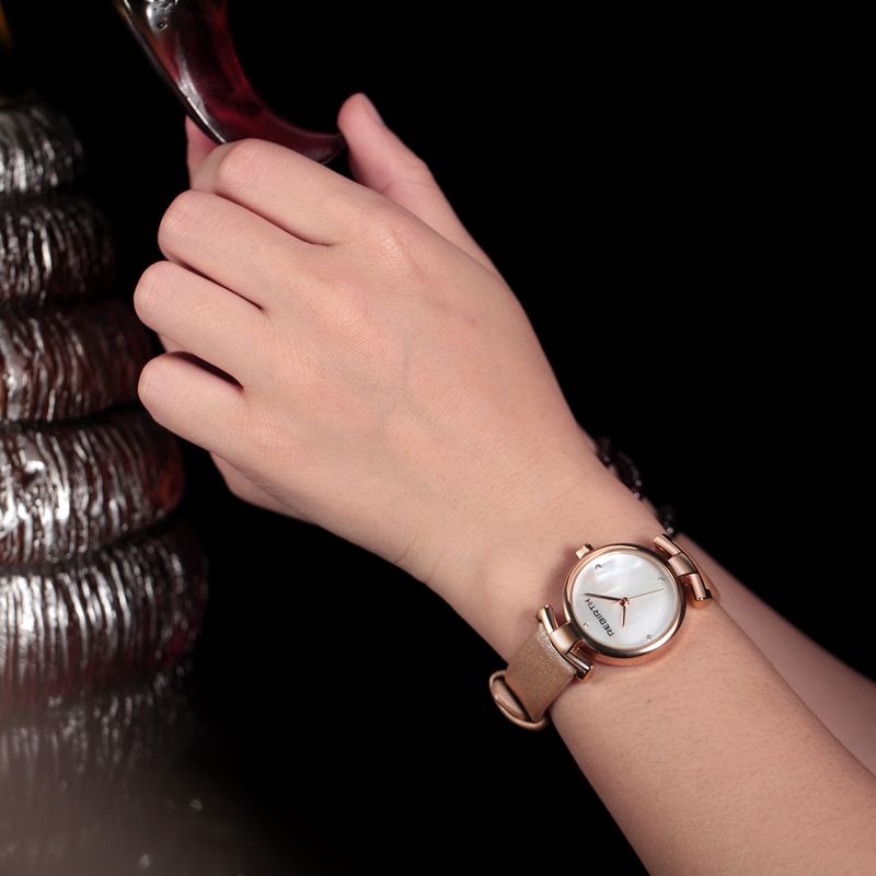 Eenvoudig Design Klok Dames Polshorloge Lederen Band Quartz Horloges
