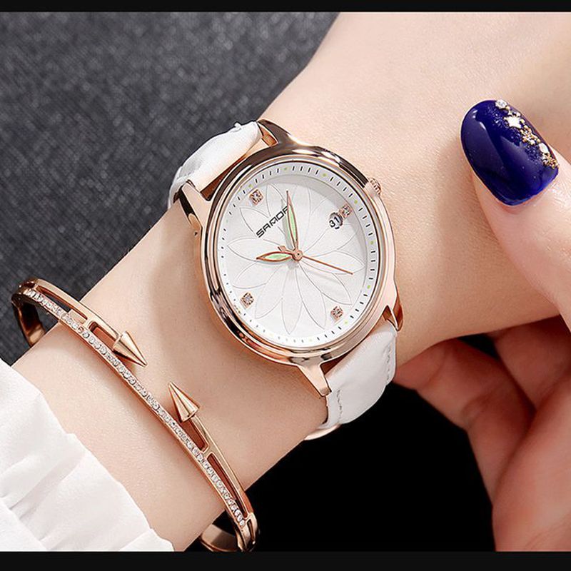 Elegant Design Dames Polshorloge Datumweergave Quartz Horloge