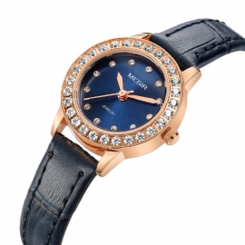 Elegant Design Dames Polshorloge Echt Lederen Band Quartz Horloge