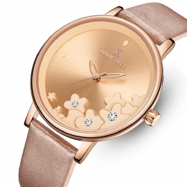 Elegant Design Dames Polshorloge Waterdicht Lederen Band Quartz Horloge