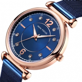 Elegant Design Mesh Stalen Dames Polshorloge Kristal Dames Quartz Horloge