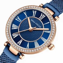 Elegante Dameshorloge Mode Casual Stalen Band Kristal Waterdicht Quartz Horloge