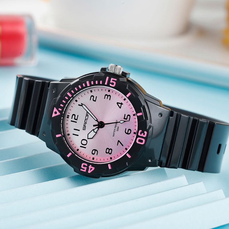 Frisse Kleur Siliconen Band Ultra Lichtgewicht Dames Quartz Horloge