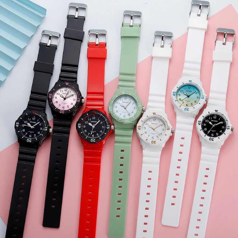 Frisse Kleur Siliconen Band Ultra Lichtgewicht Dames Quartz Horloge
