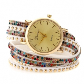 Mode Cirkel Armband Diamant Vrouwen Horloge Quartz Horloge