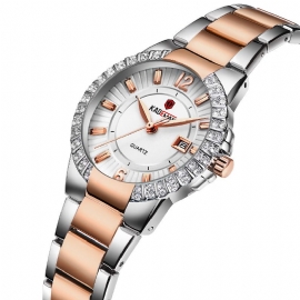 Mode Dames Horloge Licht Luxe Waterdicht Datumweergave Roestvrij Stalen Band Quartz Horloge