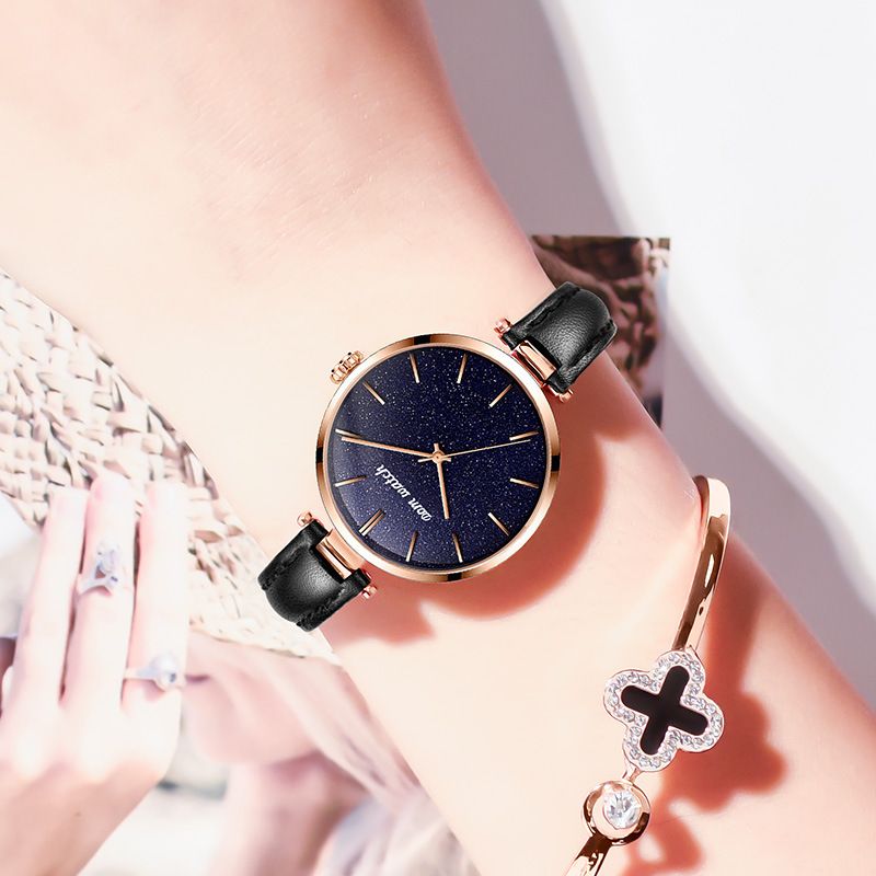 Mode Dames Horloge Waterdicht Sterrenhemel Wijzerplaat Licht Luxe Quartz Horloge