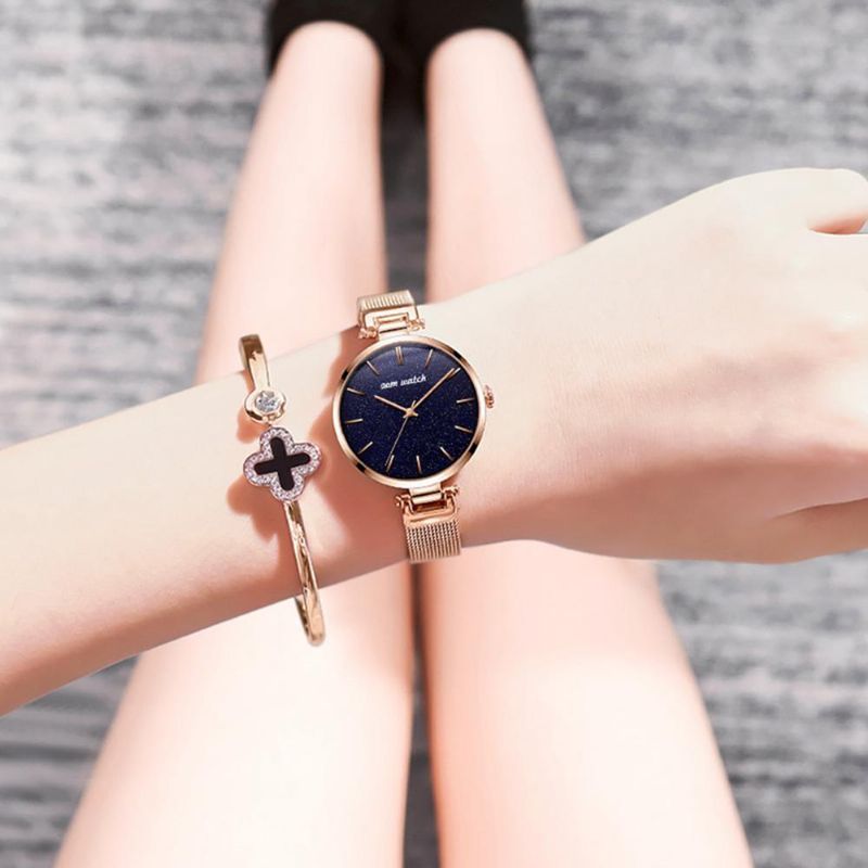 Mode Dames Horloge Waterdicht Sterrenhemel Wijzerplaat Licht Luxe Quartz Horloge