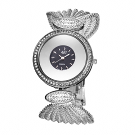 Mode Uniek Ontwerp Grote Wijzerplaat Mesh Armband Dames Quartz Horloge