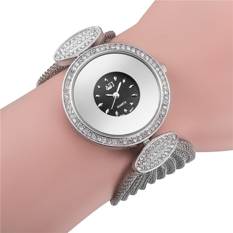 Mode Uniek Ontwerp Grote Wijzerplaat Mesh Armband Dames Quartz Horloge