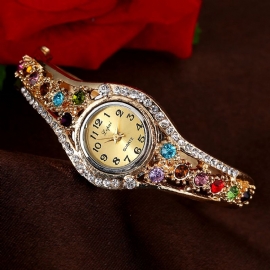 Modieus Dames Armband Horloge Strass Klok Quartz Horloge