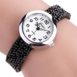 Retro-stijl Dames Armband Horloge Cadeau Lederen Band Quartz Horloges