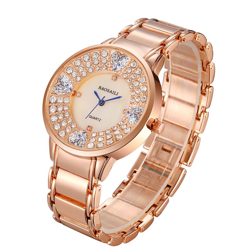 Shining Dames Polshorloge Hart Imitatie Diamanten Quartz Horloge