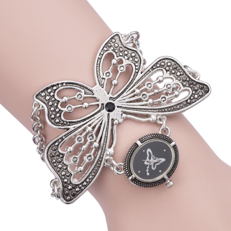Trendy Vlinderpatroon Dames Armband Quartz Horloge Polshorloge